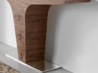 Consolle rettangolare in noce con base in acciaio cromato