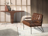 Consolle rettangolare in noce con base in acciaio cromato