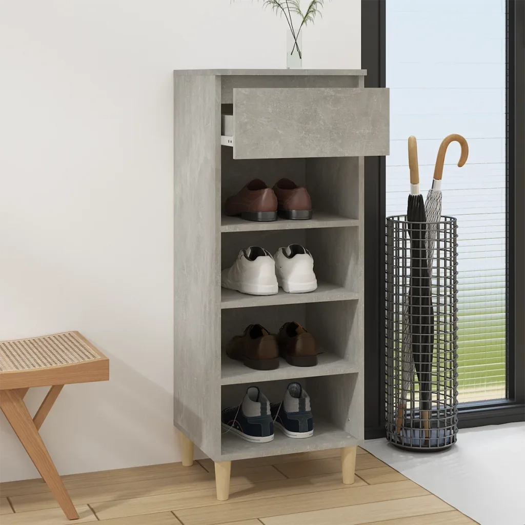 Scarpiera Grigio Cemento 40x36x105 cm in Legno Multistrato 819776