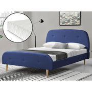 Letto Imbottito con Materasso 160 x 200 cm Testiera Alta e Pediera Trapuntate Letto Matrimoniale con Rivestimento in