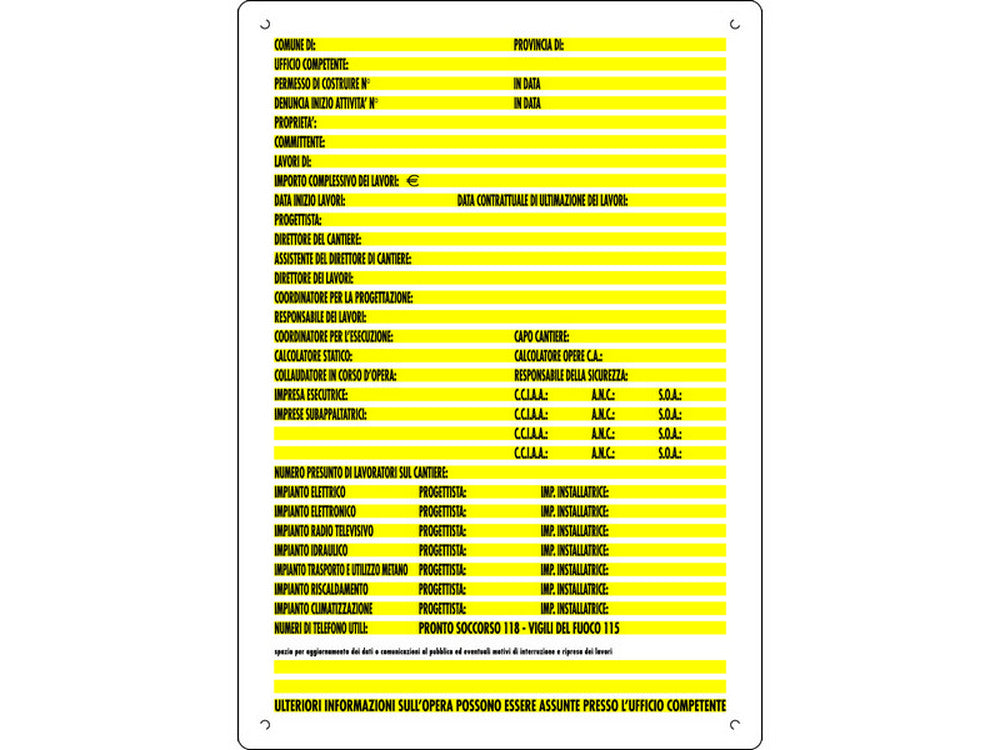 cartello segnaletico concessioni edili cm. 60x80 cod:ferx.vit15990