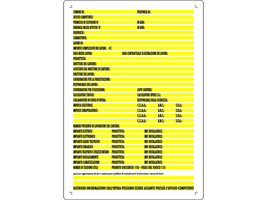 cartello segnaletico concessioni edili cm. 60x80 cod:ferx.vit15990