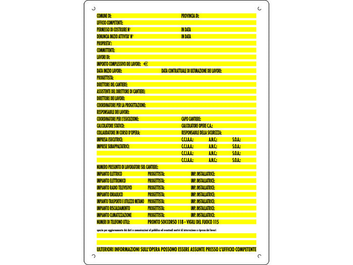 cartello segnaletico concessioni edili cm. 60x80 cod:ferx.vit15990