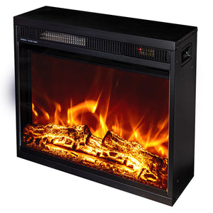 Camino Elettrico da Incasso 47x58,4x18 cm Effetto Fiamma 1500W Lorance Nero