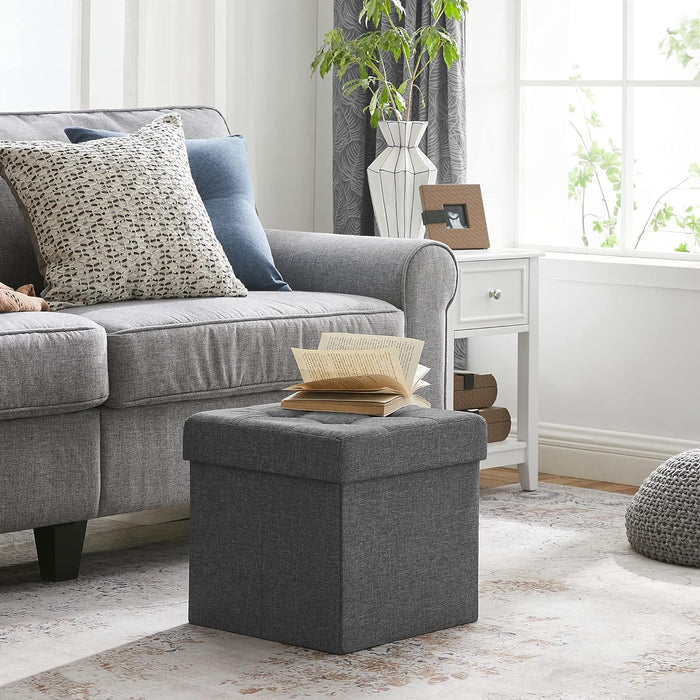 Pouf contenitore Valora grigio scuro con seduta pieghevole per soggiorno