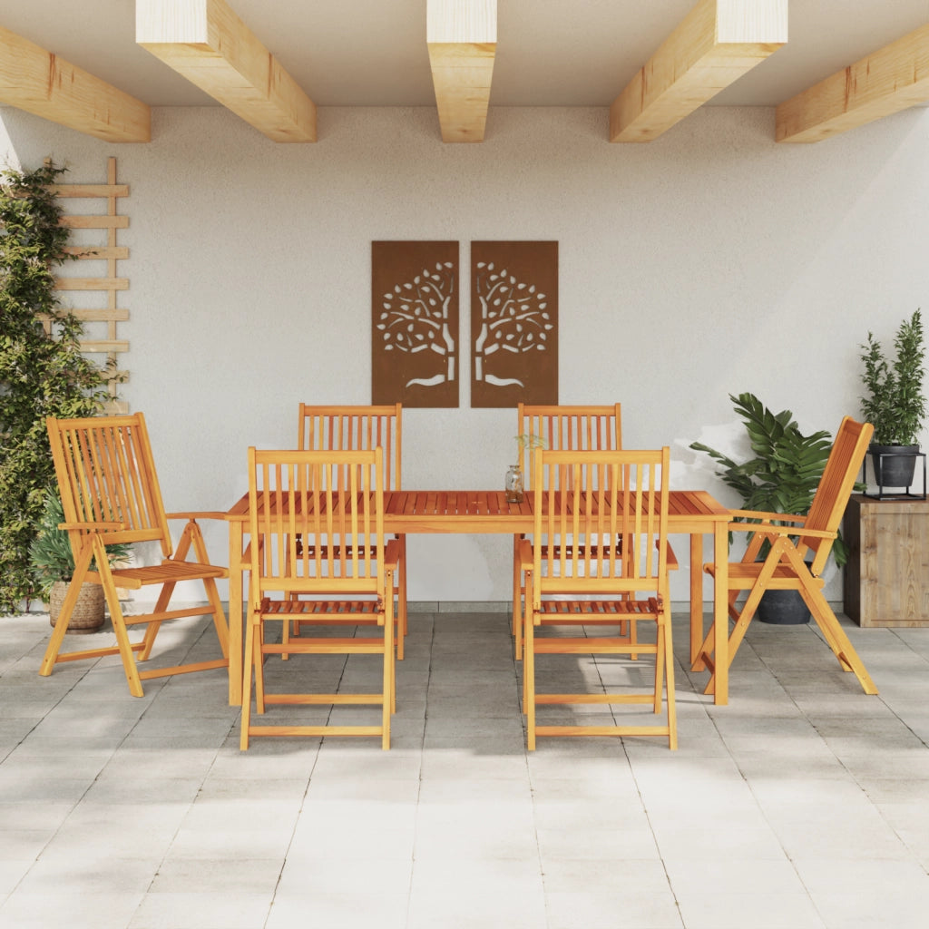 Set da pranzo da giardino 7 pezzi in legno di acacia solido pieghevole