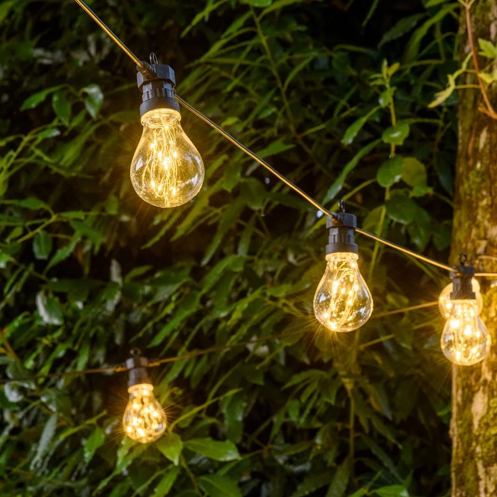 Catena 10 lampadine a goccia led bianco caldo, Ø 67 mm - 5 METRI