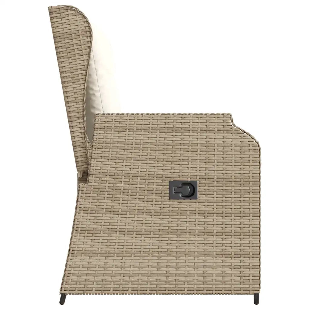 vidaXL Panca Reclinabile da Giardino con Cuscini Beige in Polyrattan