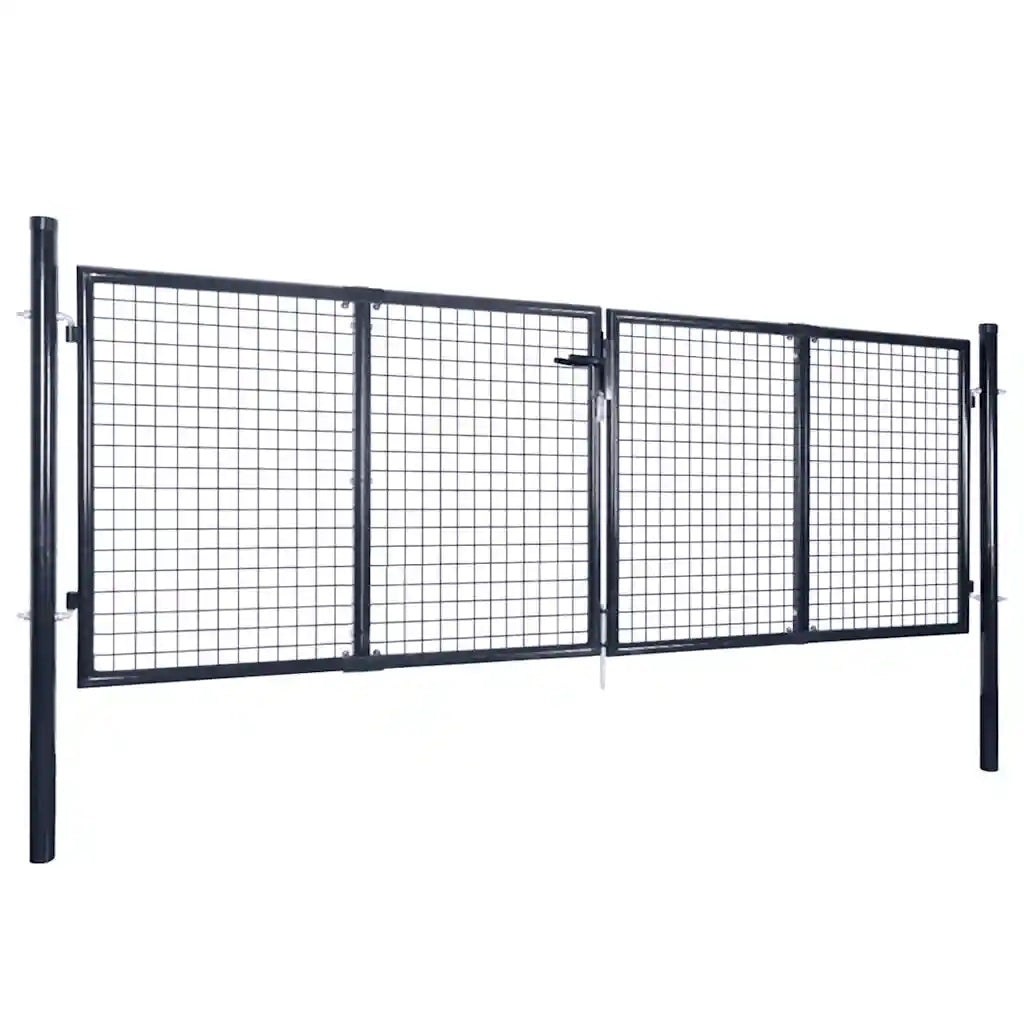 Cancello da Giardino in Rete di Acciaio Zincato 300x100 cm Grigio 143363