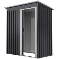 Capanno da Giardino 1.16m² con Tetto Inclinato e Porta Scorrevole, Casetta Attrezzi Giardino in Acciaio Zincato, 163x89x182 cm, Nero