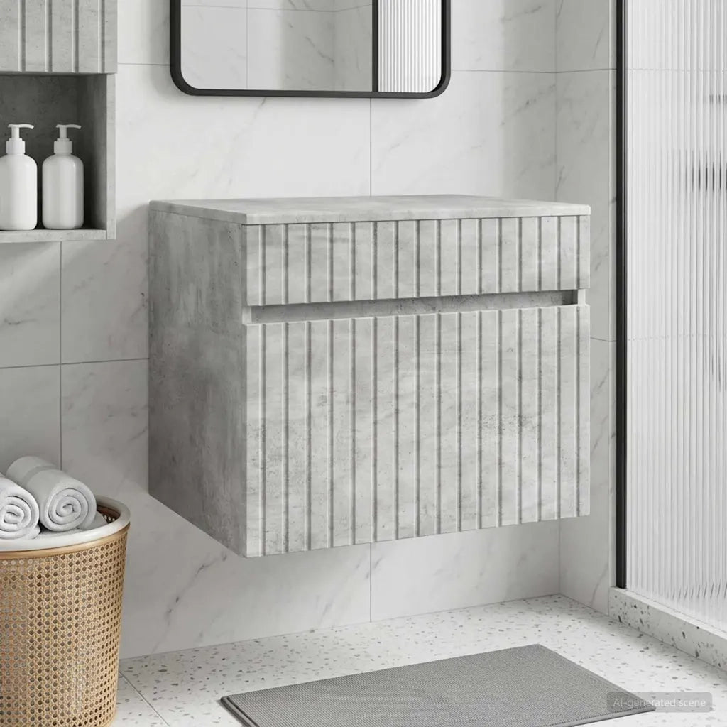 Mobiletto da Bagno a Muro Grigio Cemento 59 x 44,5 x 50 cm 890635