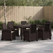 Set da Pranzo per Giardino 7 pz Marrone e Crema PP 3430139