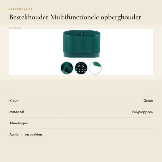 Organizzatore di Cucina con Design Elegante - 17x11x9 cm - Materiale PP Resistente - Base Rimovibile - Multifunzionale - Custodia per Accessori da Cucina