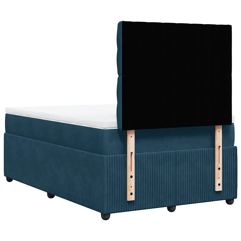 Giroletto a Molle con Materasso Blu Scuro 120x200 cm in Velluto
