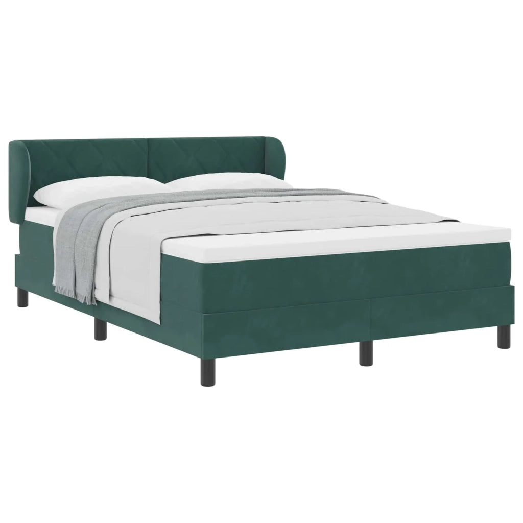 Letto a molle con testiera Verde scuro 140 x 190 cm Velluto 3340439