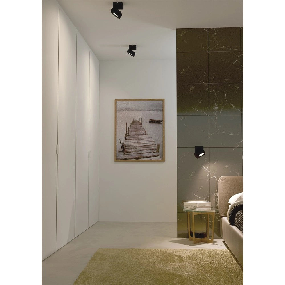 Applique Mini Rubyc Tricolore da 7w a led orientabile quadrata nera