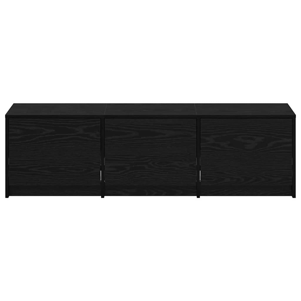 Mobile TV rettangolare moderno con cassetto integrato e illuminazione a LED 140 x 34 x 40 cm legno ingegnerizzato nero 02_0056327