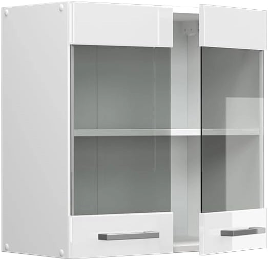 Mobile da cucina in vetro R-Line, Bianco lucido, 60 cm, per la libera combinazione all'interno di sistemi cucina modulari