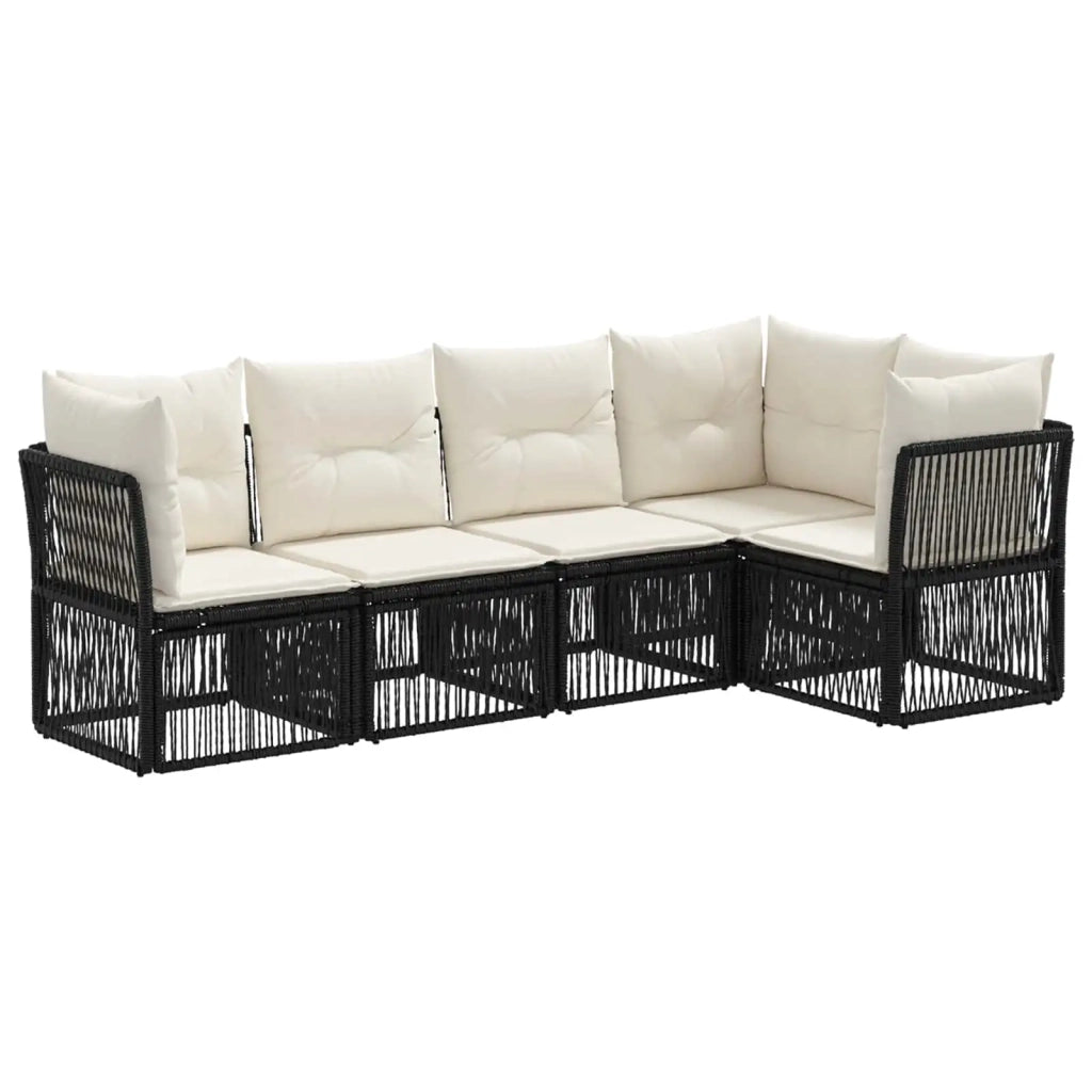 Set Divano da Giardino 5 pcs Nero polyrattan 3434215