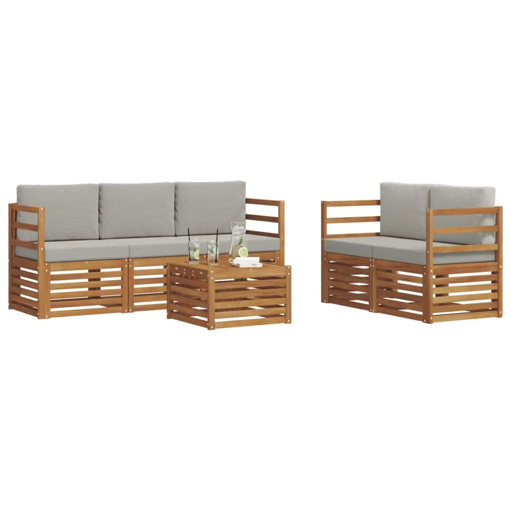 Set divani con cuscino 6 pcs Grigio Naturale e Chiaro