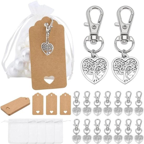 Sistema di accessori per chiavi in forma di albero della vita - Set di 24 - Regali per matrimonio, compleanni, San Valentino e feste