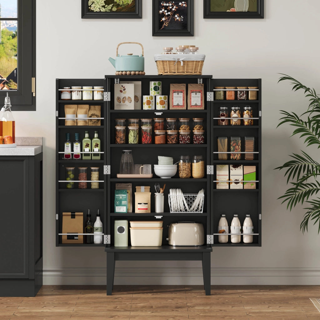 Armadio contenitore vintage moderno in MDF nero, 120 x 59 x 30 cm, con 5 scomparti e 2 ante