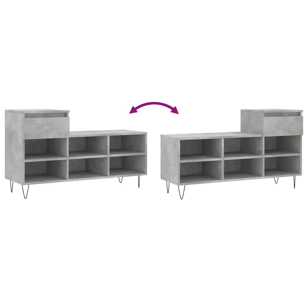 Scarpiera Grigio Cemento 102x36x60 cm in Legno Multistrato 831368
