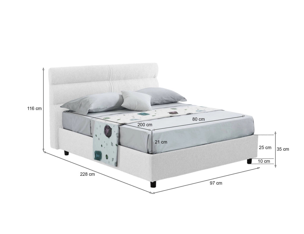 Adalpina, Letto Singolo Materasso Incluso Made in Italy, Bianco