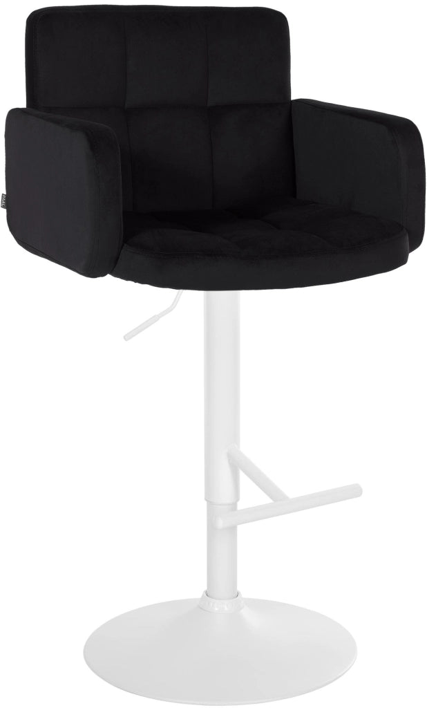 Sgabello da bar Los Angeles in velluto nero,bianco