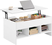 Tavolino da Caffè Sollevabile dall'Alto, tavolino Salotto con 1 Scomparto Nascosto e 3 Scomparti Aperti, 96x51x45cm, in Legno Ingegnerizzato, BTS19ws