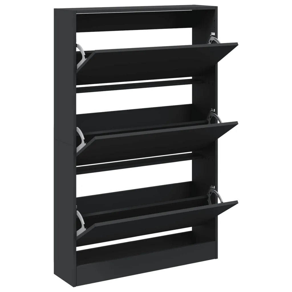 Scarpiera Nera 80x21x125,5 cm in Legno Multistrato 839925