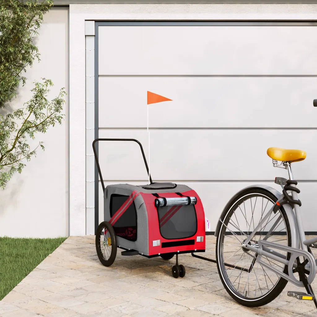 Rimorchio da Bici per Animali Rosso e Grigio Oxford e Ferro CFW2633625