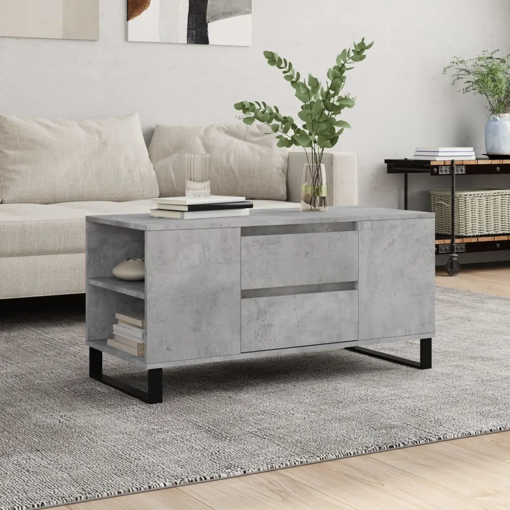 Tavolino salotto | Tavolino da caff¨¨ | Tavolino da Soggiorno Grigio Cemento 102x44,5x50cm Legno Multistrato