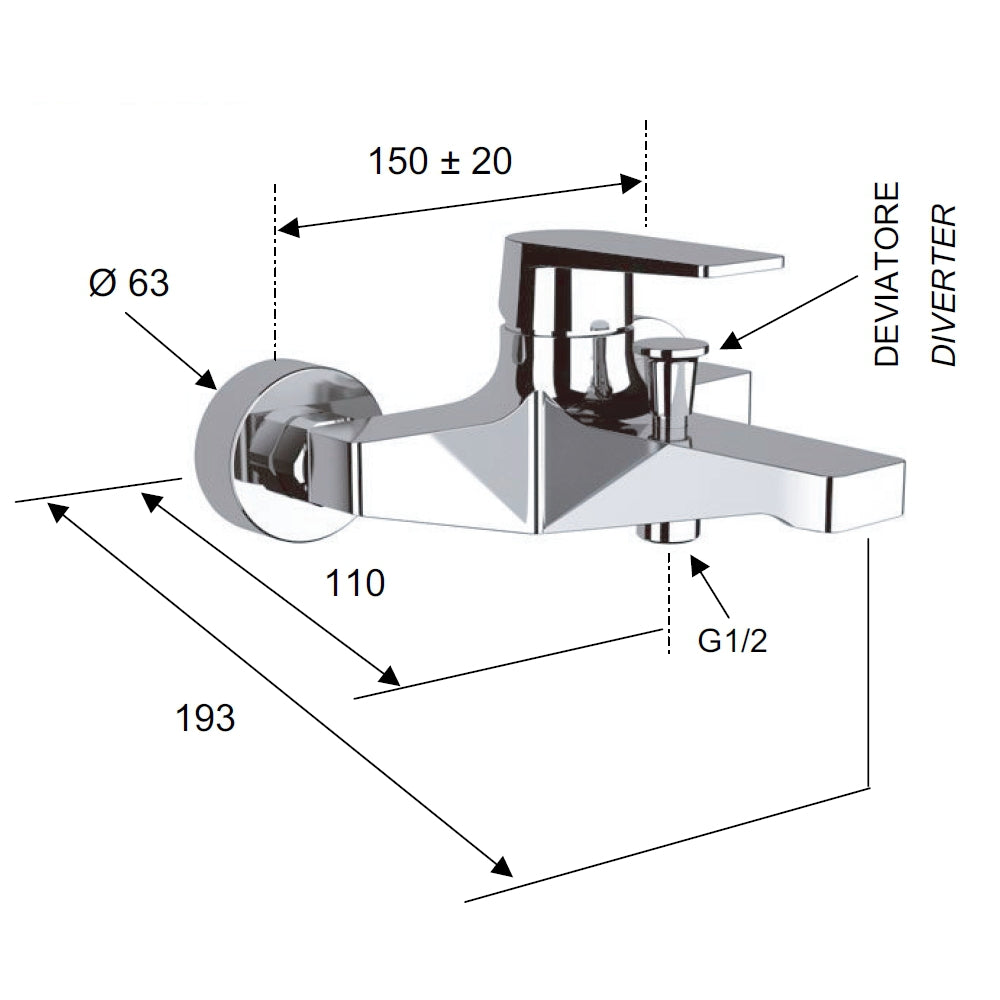 Rubinetto vasca esterno - serie dream
