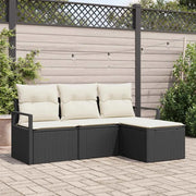 Set di divani con cuscino 4 pcs Nero polyrattan 3346327