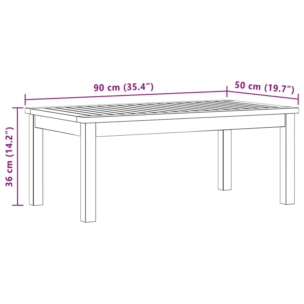 Tavolino da salotto Acacia chiaro 90 x 50 x 36 cm 42026784