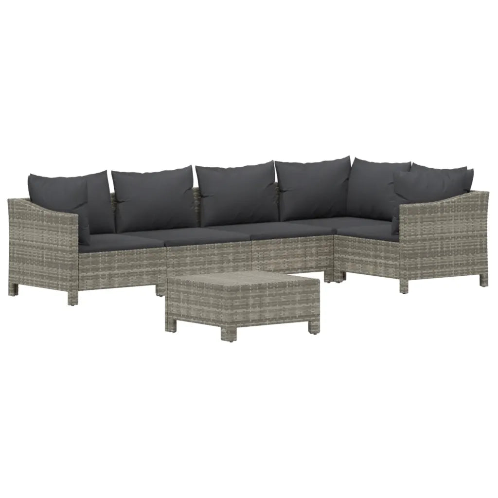 Set Divani da Giardino 6 pz con Cuscini in Polyrattan Grigio 3187275