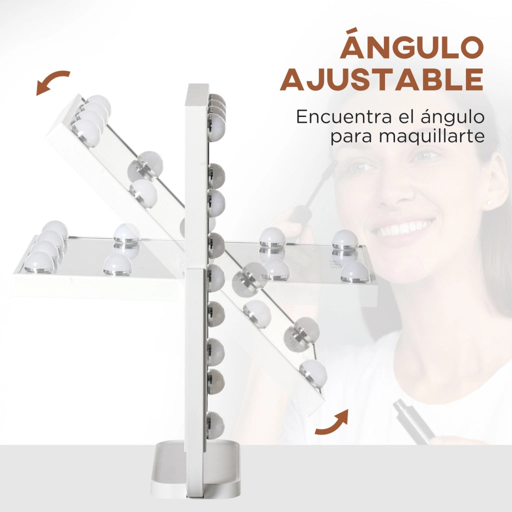Specchio da trucco con luci LED ¨C zephmum ¨C 32,8x11x47,4 cm bianco