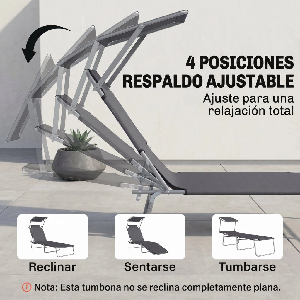 Tumbona Pieghevole ¨C zephmum ¨C Grigio 187x58x36cm
