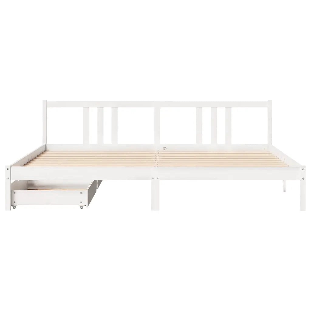 Giroletto senza Materasso Bianco 200x200 cm Legno Massello Pino