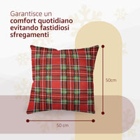 SONIT - Federe Natalizie per Cuscini Divano - Copricuscini Per Divano Salotto e Camera - 2 Pezzi - Copri Cuscino Made In Italy - Federe Cuscini Tartan Natalizio Misura: 50X50