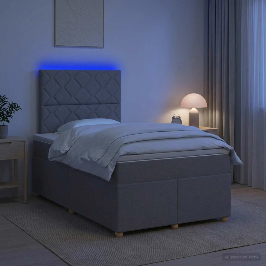 Letto box spring con materasso Grigio Chiaro 120 x 190 cm 3455308