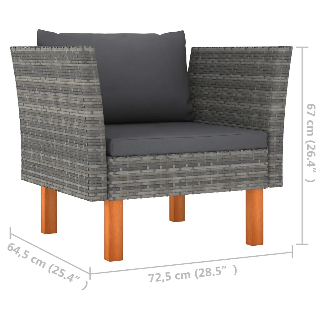 Set Divani da Giardino 7pz Polyrattan Legno di Eucalipto Grigio 3082080