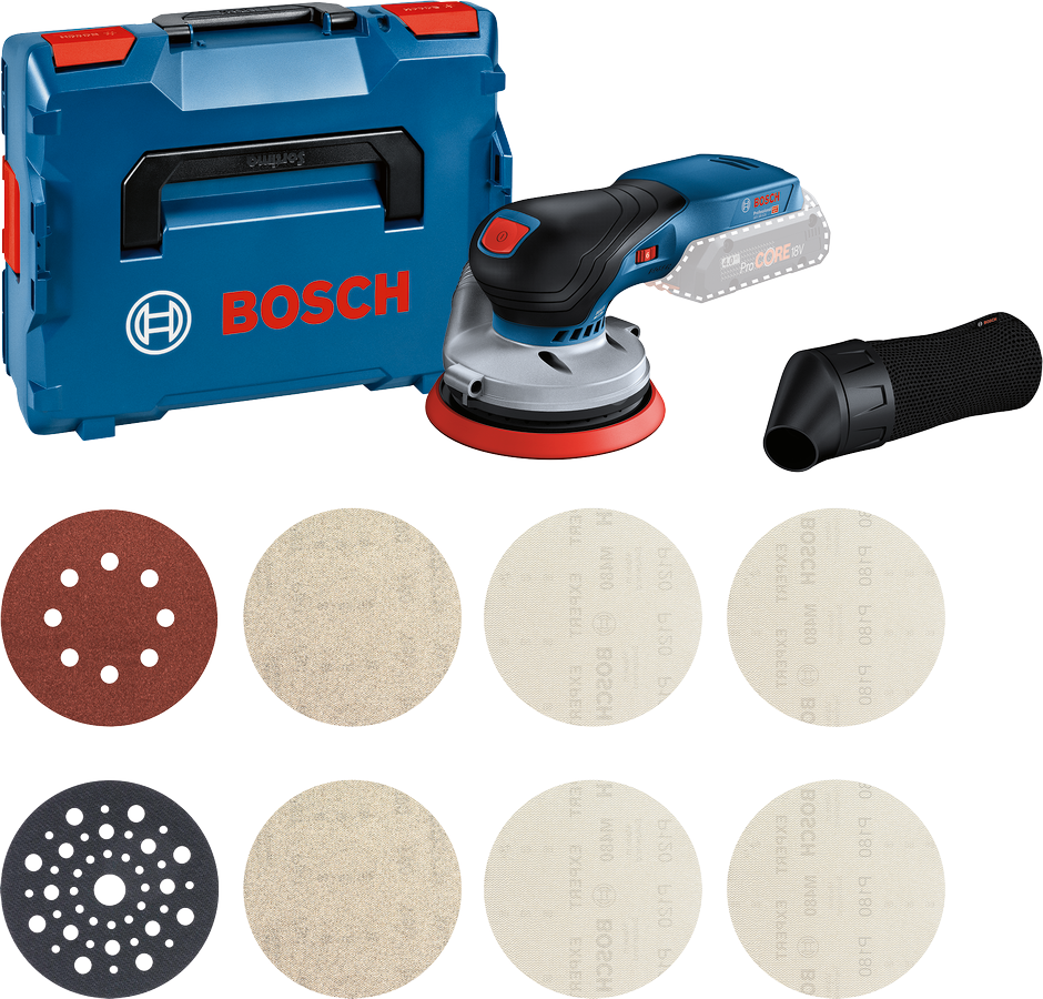 Bosch GEX 18V-125 Levigatrice Rotorbitale 18V Ø125 mm Solo Macchina + ACCESSORI
