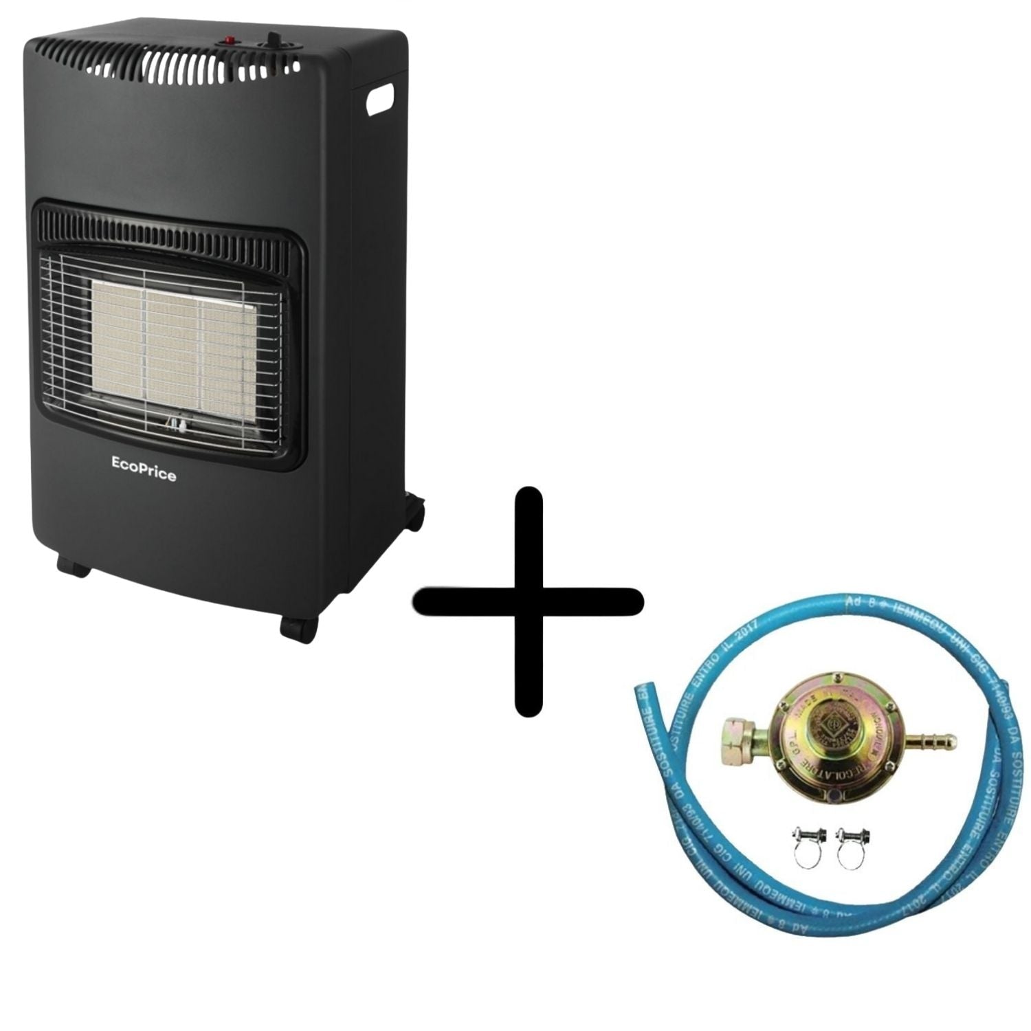 EcoPrice® Stufa A Gas Pieghevole,Infrarossi,Adatta Per GPL/Butano/Propano,A 15 Kg,Sistema ODS+Regolatore+Tubo0.5 Metri+Fascette