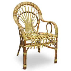 Poltrona sedia Malacca bassa in legno di bambù e giunco intrecciato a mano