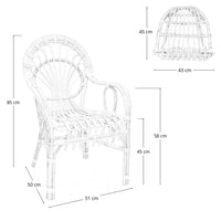 Poltrona sedia Malacca bassa in legno di bambù e giunco intrecciato a mano