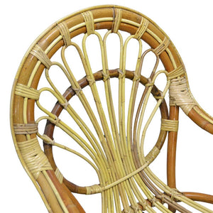 Poltrona sedia Malacca bassa in legno di bambù e giunco intrecciato a mano