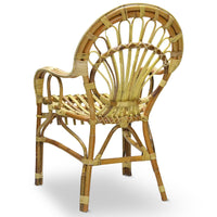 Poltrona sedia Malacca bassa in legno di bambù e giunco intrecciato a mano