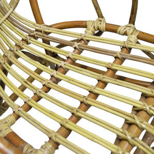 Poltrona sedia Malacca bassa in legno di bambù e giunco intrecciato a mano